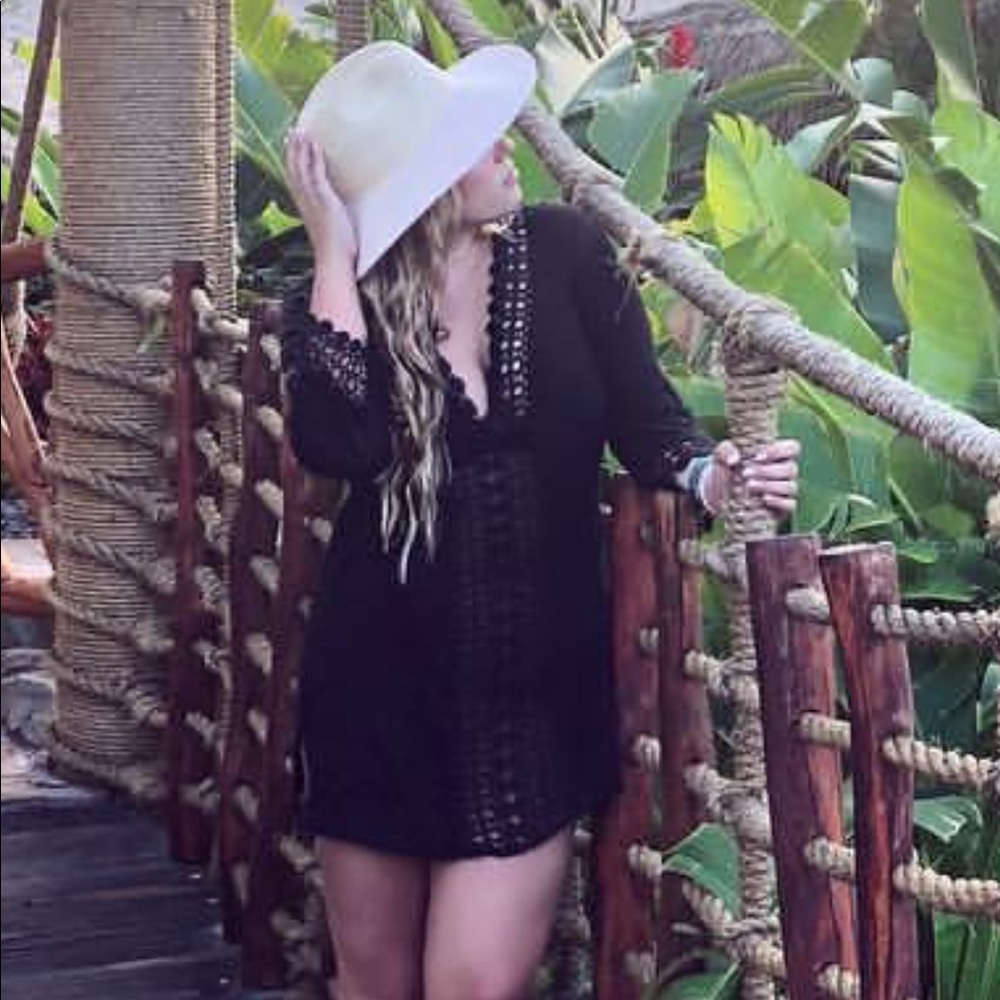 Black crochet swim cover up!